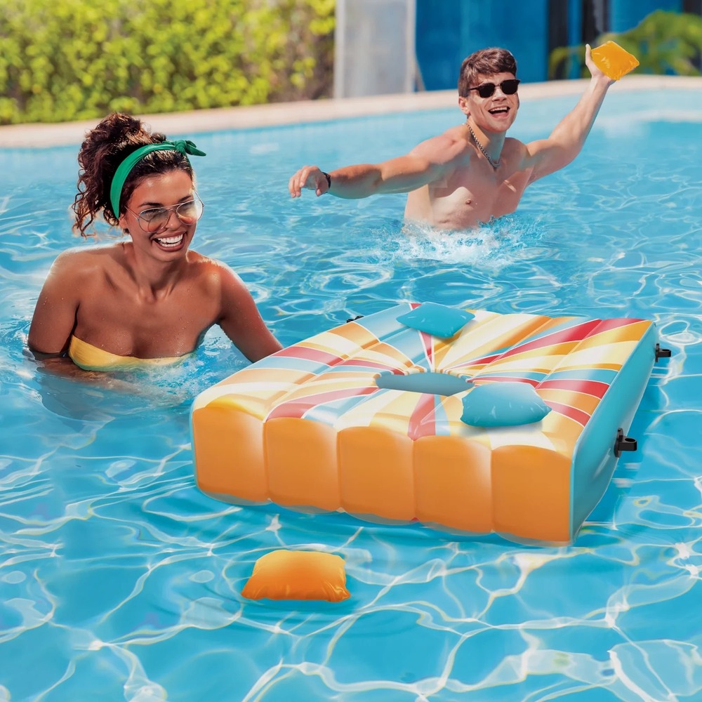 Cipton‎ Floating Cornhole Basketball Pong Set 2-in-1 Inflatable Pool Water Game